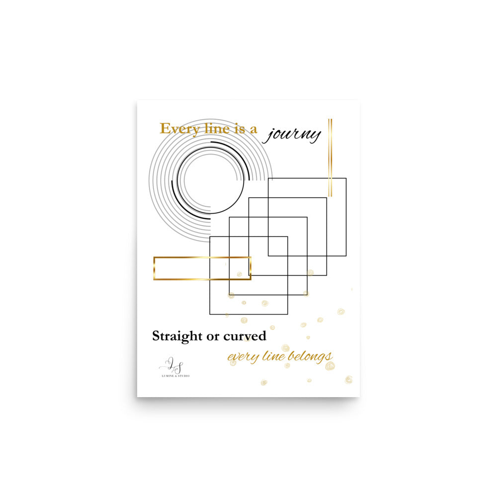 Every Line Is a Journey minimalist matte poster in 12x16 size, front view