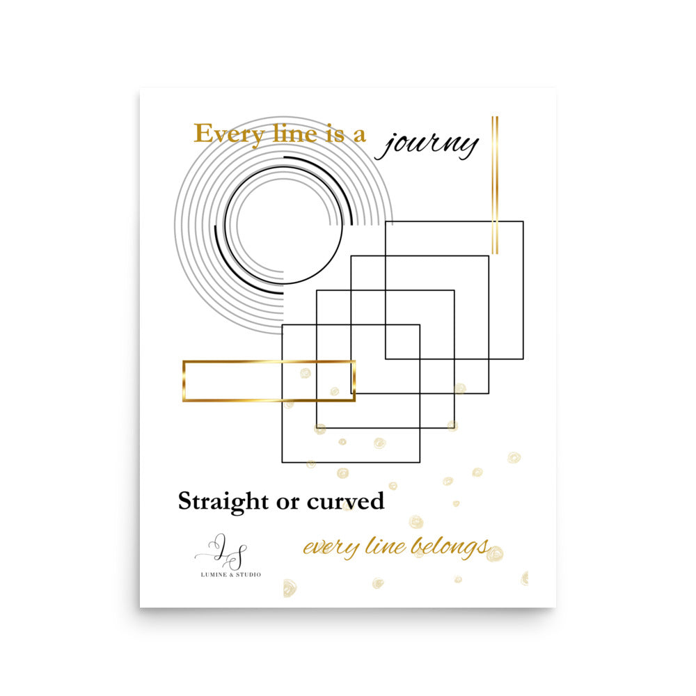 every Line Is a Journey minimalist matte oster in 16x20 size, front view
