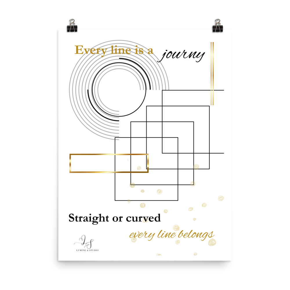 Every Line Is a Journey minimalist matte poster in 18x24 size, front view
