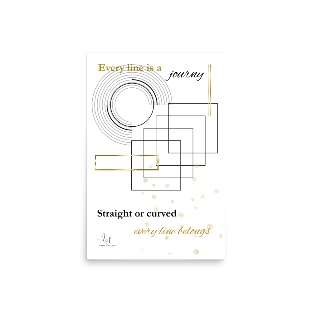 Every Line is a Journey minimalist matte poster in 20x30 size, front view