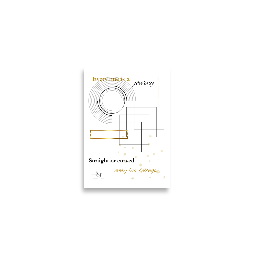 Every Line Is a Journey minimalist matte poster in A2 size, front view