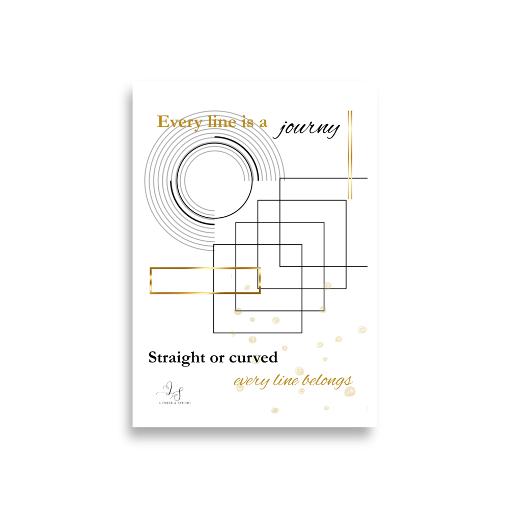 Every Line Is a Journey minimalist matte poster in A1 size, front view