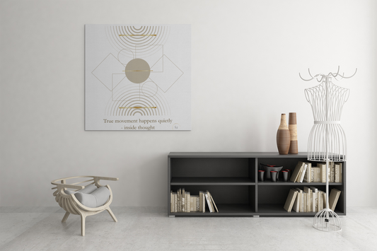 Inside Thought minimalist wall art displayed in a modern neutral living room