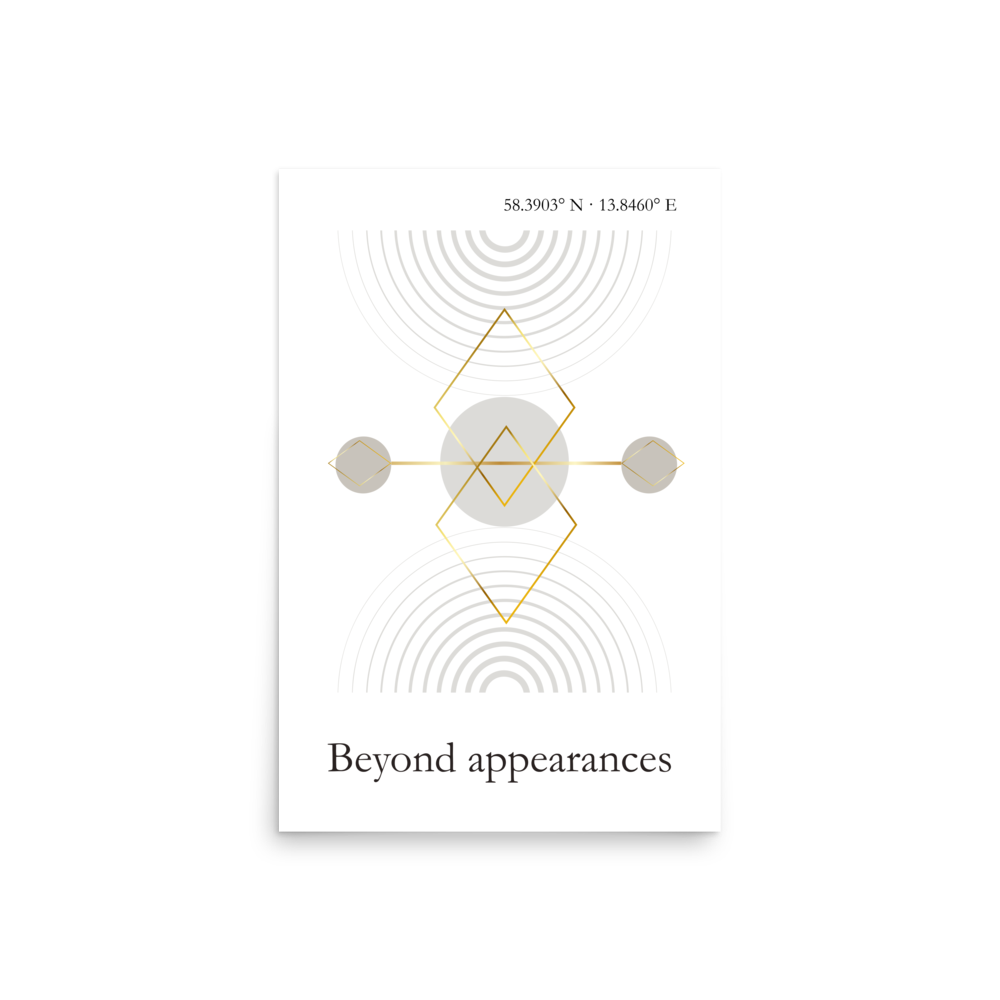 Minimalist geometric wall art poster in neutral tones front view