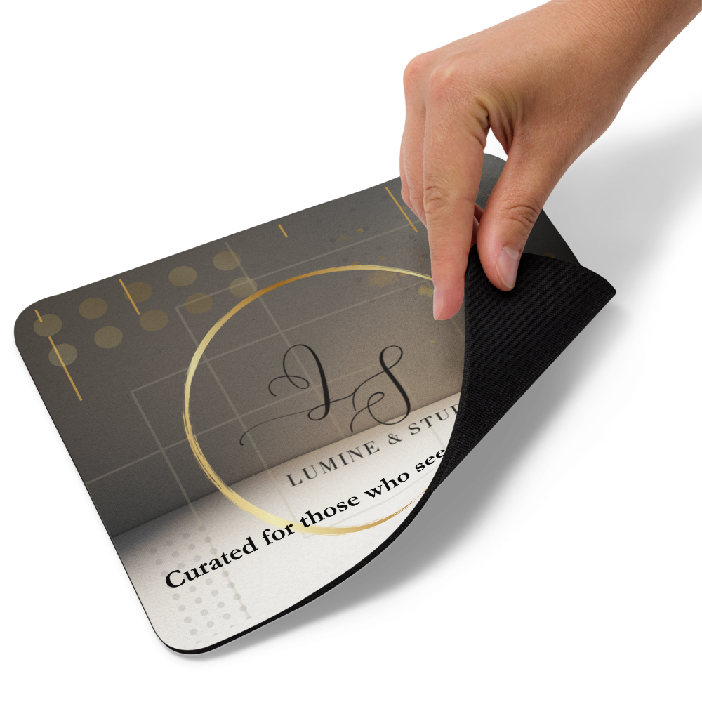 Flexible minimalsti gary and cream mouse pad with geometric design and non-slip rubber base by Lumine Studio