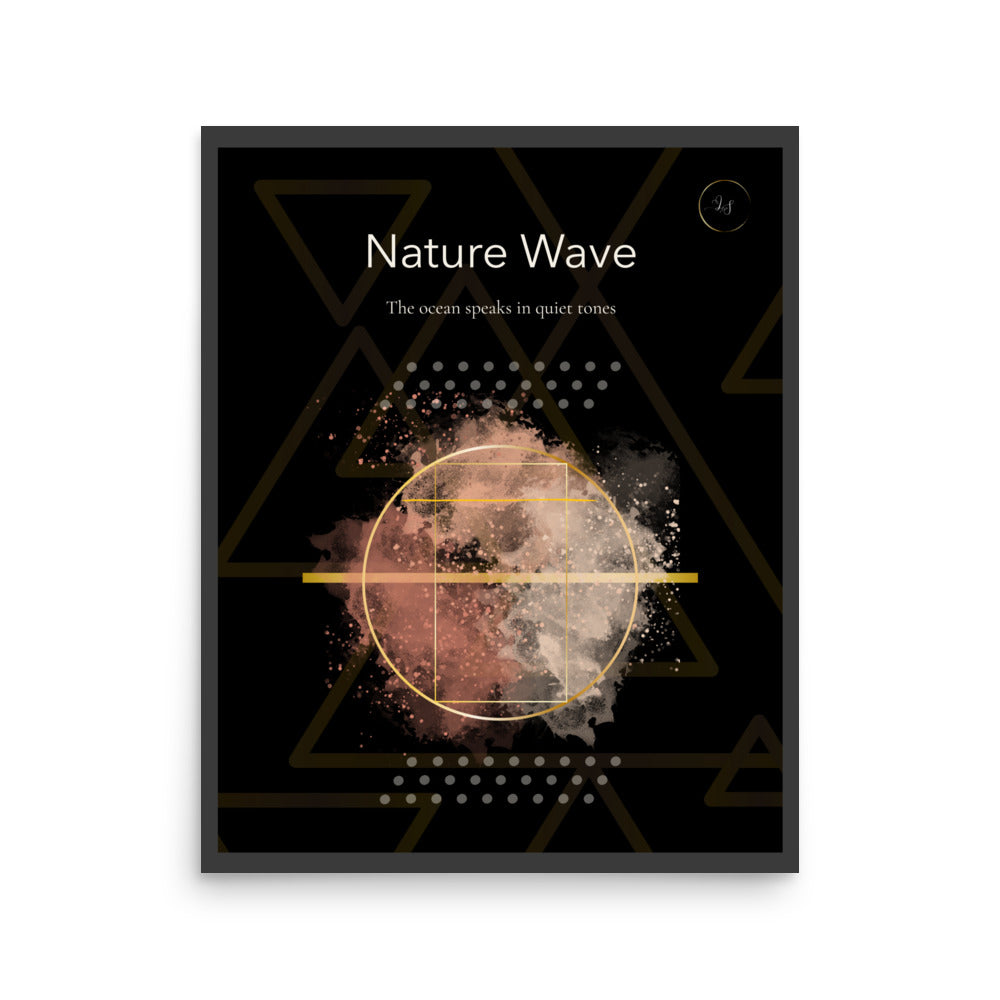 Minimalist abstract wall art print in dark tones with geometric design titled Nature Wave