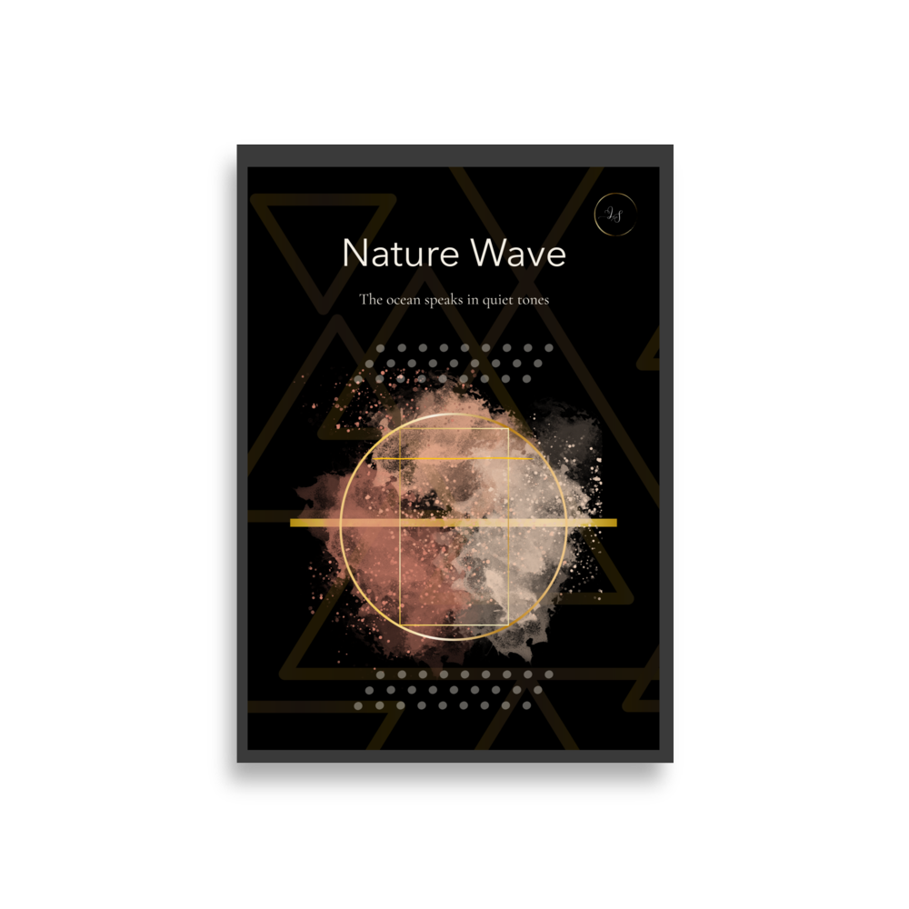 Nature Wave Noir minimalist abstract wall art print size A1