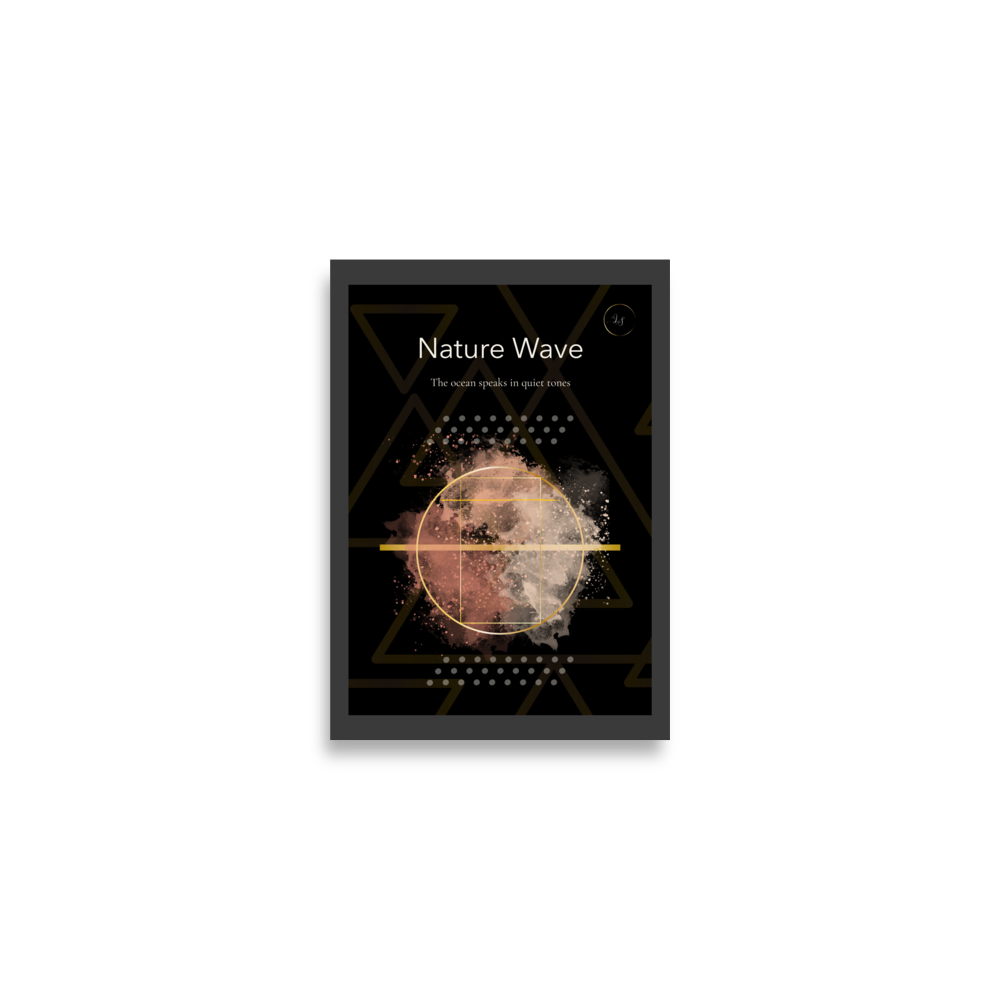 Nature Wave Noir minimalist abstract wall art print size A2
